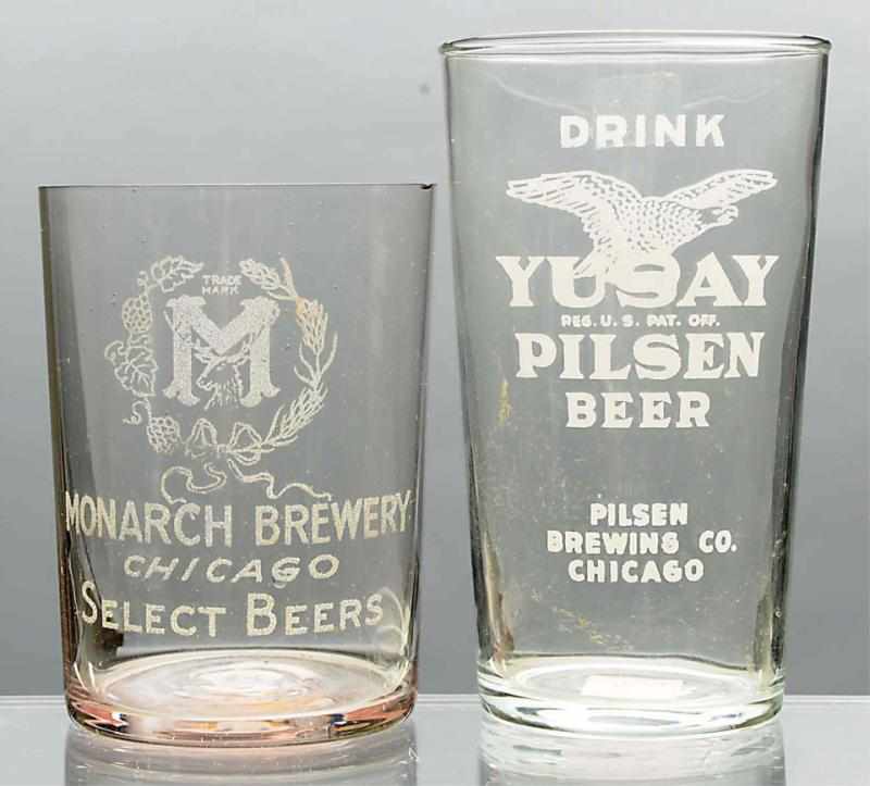 Appraisal: Lot of Beer Glasses Includes one for Monarch Brewery with