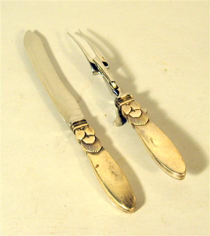 Appraisal: Georg Jensen sterling silver 'cactus' pattern carving set date mark