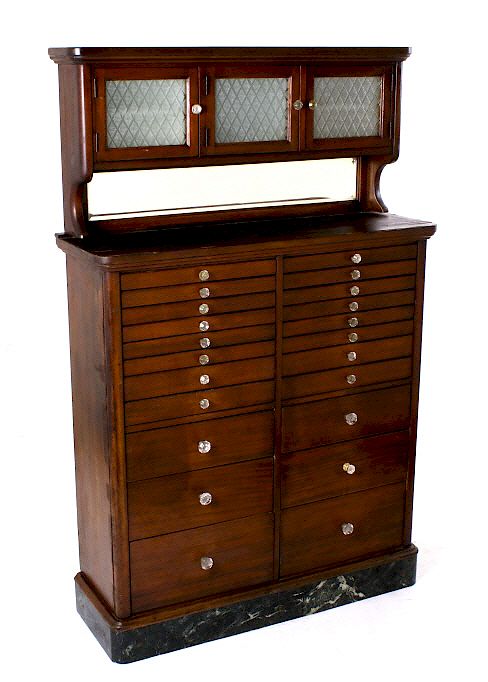 Appraisal: Antique Mahogany Veneer Dentistry Cabinet Available for your bidding pleasure