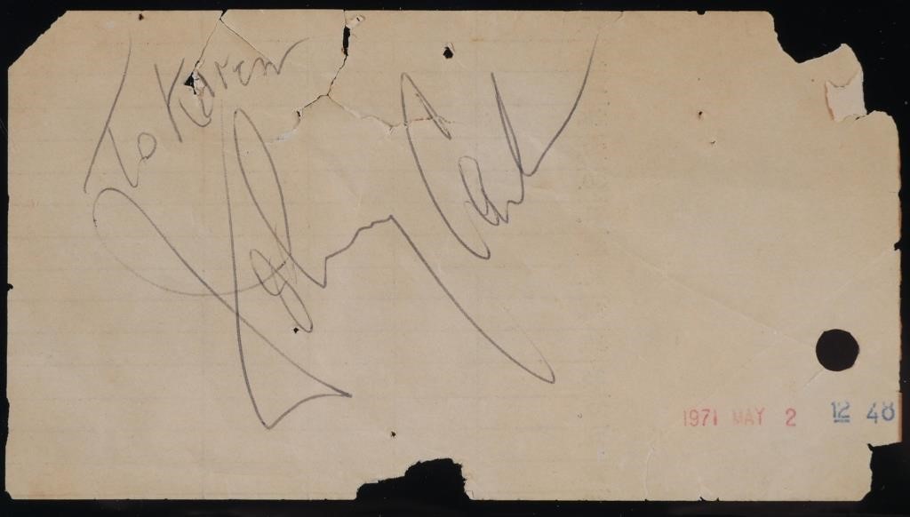 Appraisal: Early s slip of paper signed by country music icon