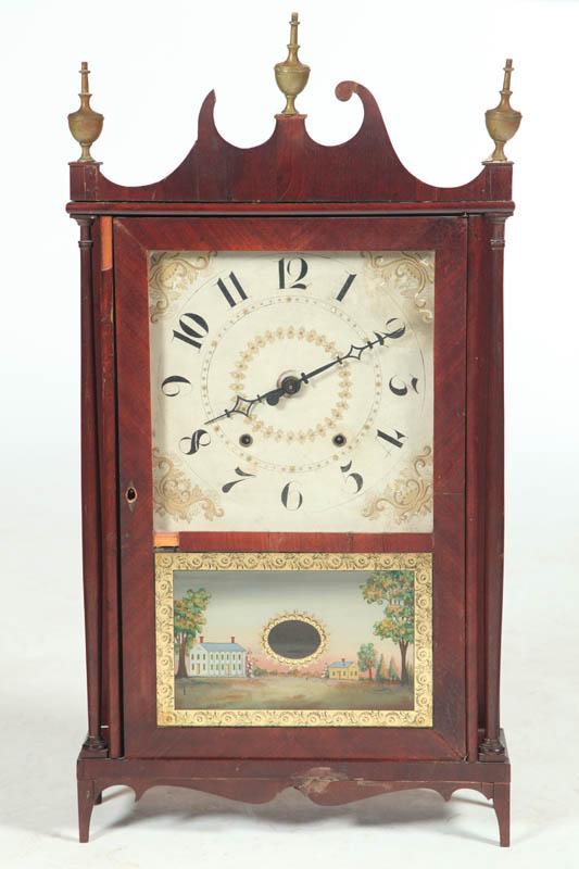 Appraisal: PILLAR AND SCROLL CLOCK Labeled for Chauncey Ives Connecticut active