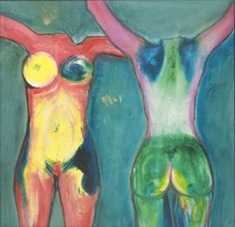 Appraisal: Framed oil on canvas painting Nude Torsos signed verso AS