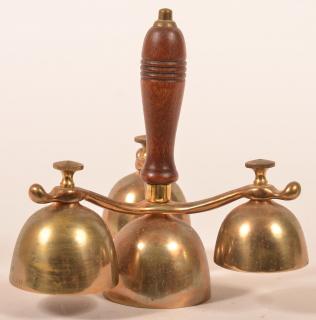 Appraisal: Brass Coachman Bell with turn wood handle th Century Brass