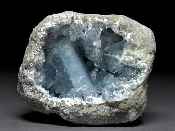 Appraisal: SKY-BLUE CELESTITE GEODE Katsepy Madagascar There is a small unassuming