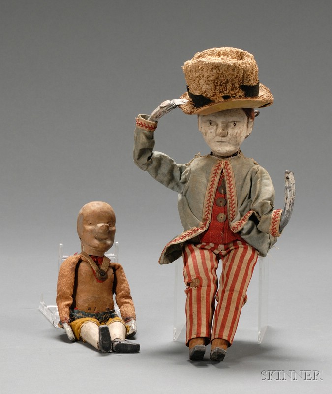 Appraisal: Two Articulated Dolls probably Continental late th century a figure