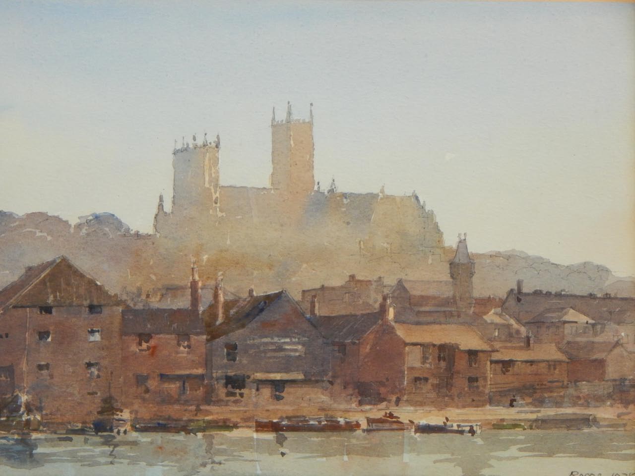 Appraisal: Len Roope - Lincoln from the Brayford watercolour signed and