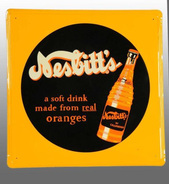 Appraisal: Nesbitt's Orange Drink Sign Description NOS Square tin sign with