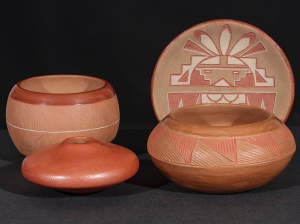 Appraisal: FOUR PIECES LATE TH CENT SAN JUAN PUEBLO POTTERYThe collection