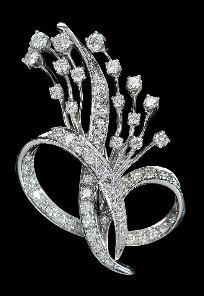 Appraisal: Platinum Diamond Brooch and pendant round brilliant diamonds estimated total