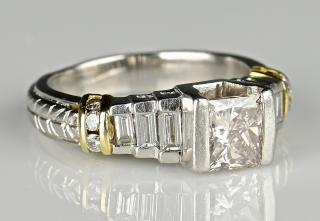 Appraisal: Platinum K Princess Cut Diamond Ring Platinum and K gold