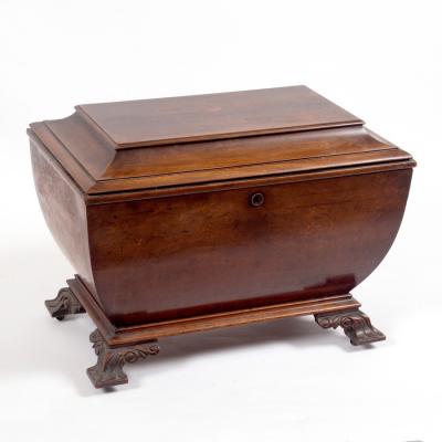 Appraisal: A Regency mahogany wine cooler of sarcophagus shape the hinged