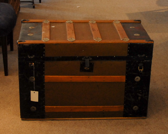 Appraisal: Flat-Top Trunk with Tray Inside H W D