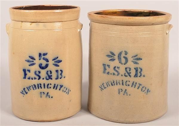 Appraisal: Pcs of E S B New Brighton PA Stoneware Two