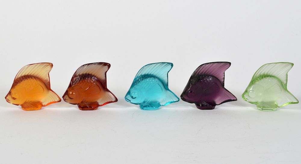 Appraisal: Lalique Crystal Colored Fish crystal Lalique fish in assorted colors