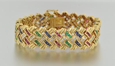 Appraisal: An Impressive Diamond Ruby Sapphire and Emerald Bracelet k yellow