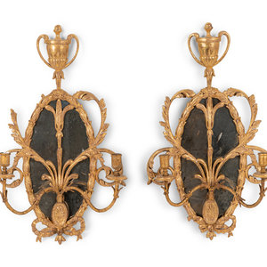 Appraisal: A Pair of George III Giltwood Girandole Mirrors Late th