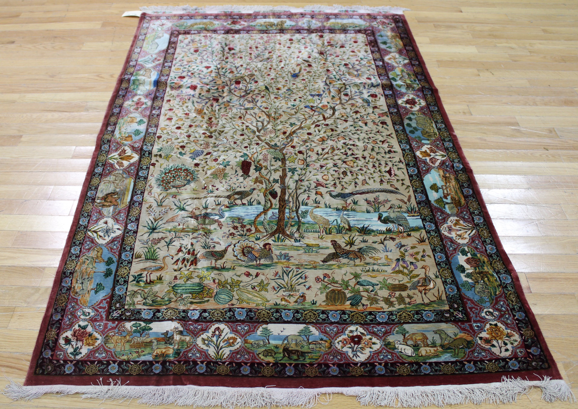 Appraisal: Vintage and Finely Hand Woven Tree Of Life Carpet Great