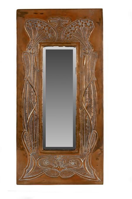 Appraisal: ARTS CRAFTS RECTANGULAR WALL MIRROR CIRCA copper the bevelled plate