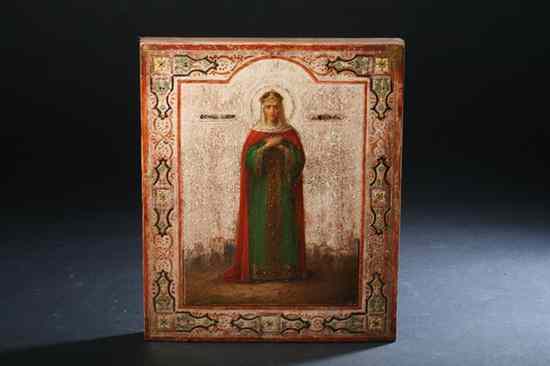 Appraisal: RUSSIAN ICON CZARINA ELENA late th-early th century Tempera gesso