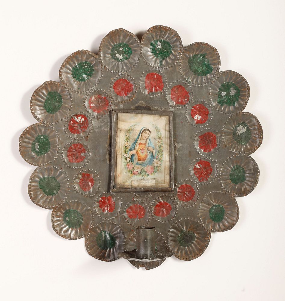 Appraisal: Tin Frame Candle Sconce ca - Attributed to Valencia Red