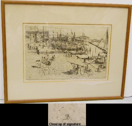 Appraisal: Frank Duveneck American - etching label verso reads '''The Riva