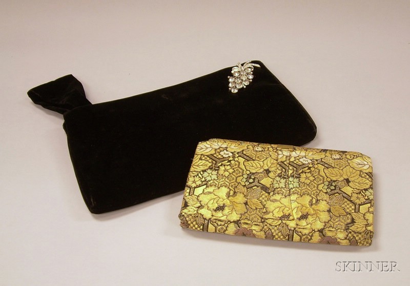 Appraisal: Two Vintage Purses including an Asian silk brocade with jade