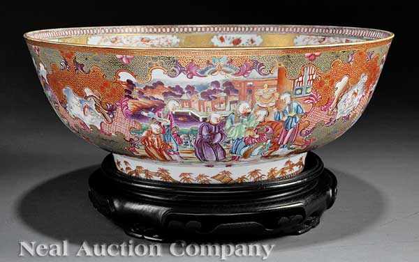 Appraisal: A Chinese Export Mandarin Palette Porcelain Punchbowl th th c