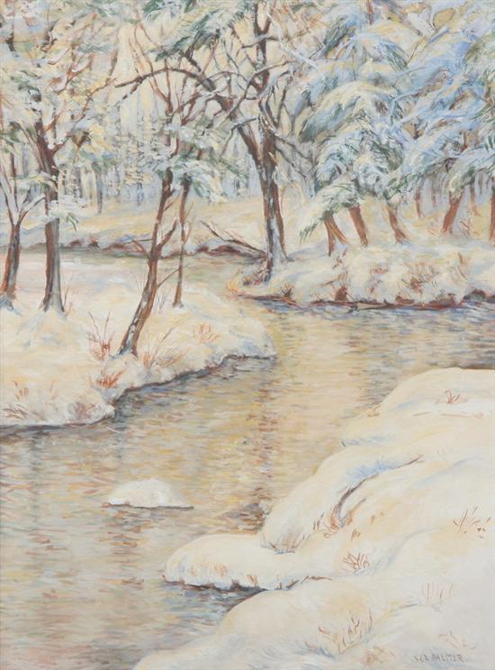 Appraisal: ATTRIBUTED TO WALTER LAUNT PALMER American - WINTER STREAM WITH