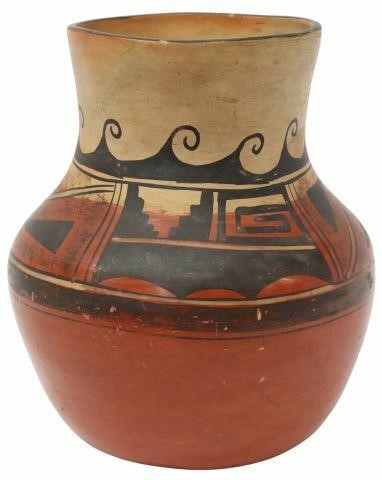 Appraisal: Hopi polychrome pottery jar c - slipped red on the