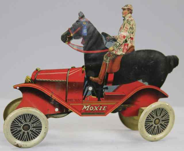 Appraisal: MOXIE ADVERTISING HORSE CAR C difficult red version great die-cut