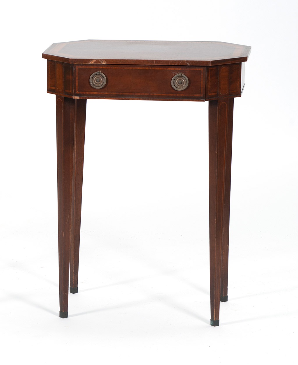 Appraisal: EARLY TH CENTURY HEPPLEWHITE-STYLE SEWING STAND in mahogany with select