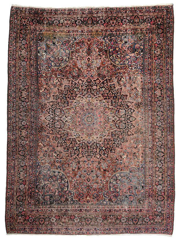 Appraisal: Persian Carpet early mid th century probably Meshed ivory medallion