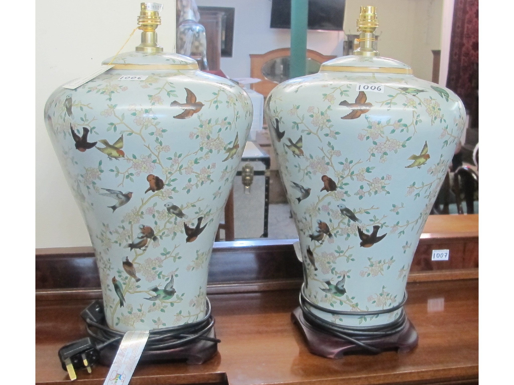 Appraisal: A pair of Mandarin Arts ceramic table lamps