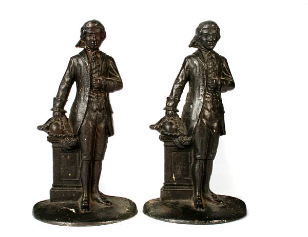 Appraisal: A pair of cast metal figural bookends height in width