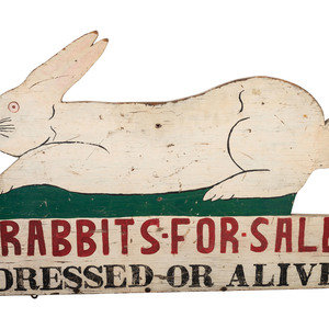 Appraisal: A 'Rabbits For Sale' Painted Wood Advertising Sign th Century