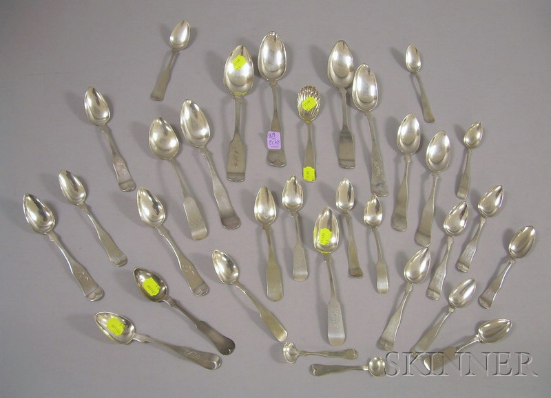 Appraisal: Thirty-two Coin Silver Spoons including Rogers Gurney Bros and N