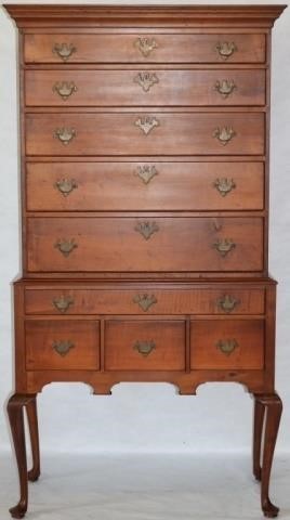 Appraisal: TWO PART TH C QUEEN ANNE HIGHBOY MAPLE WITHCHESTNUT SECONDARY