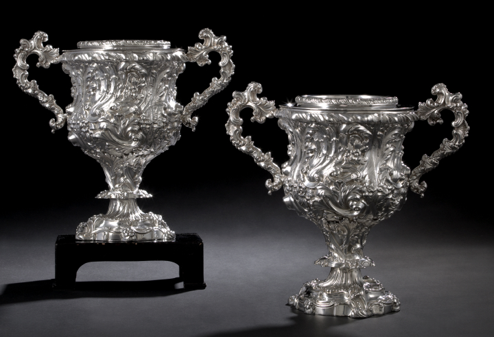 Appraisal: Good Pair of Victorian Silverplate Wine Coolers third quarter th