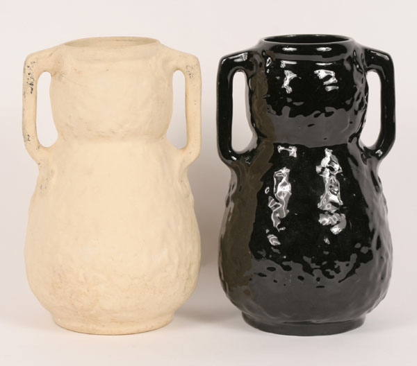 Appraisal: Muncie Art Pottery two 'Snowman' vases in bisque and gloss