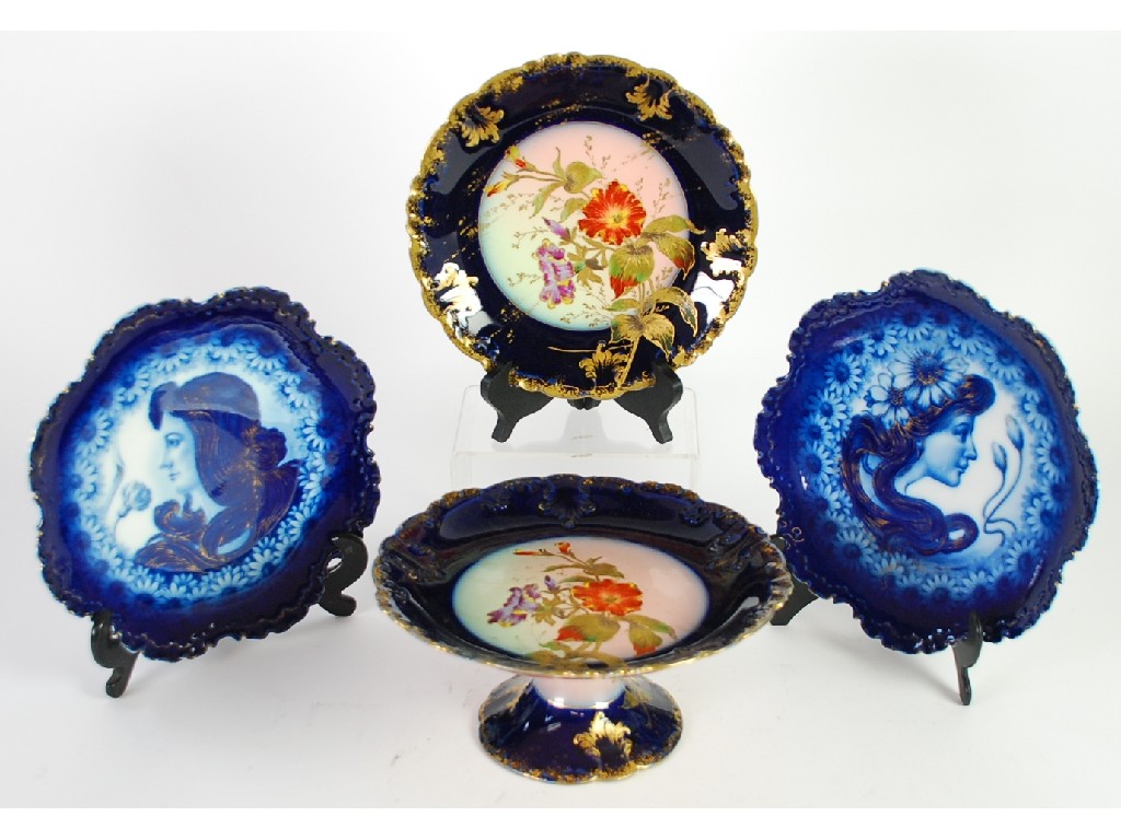 Appraisal: LIMOGES FRENCH PORCELAIN COMPORT AND MATCHING DESSERT PLATE made for