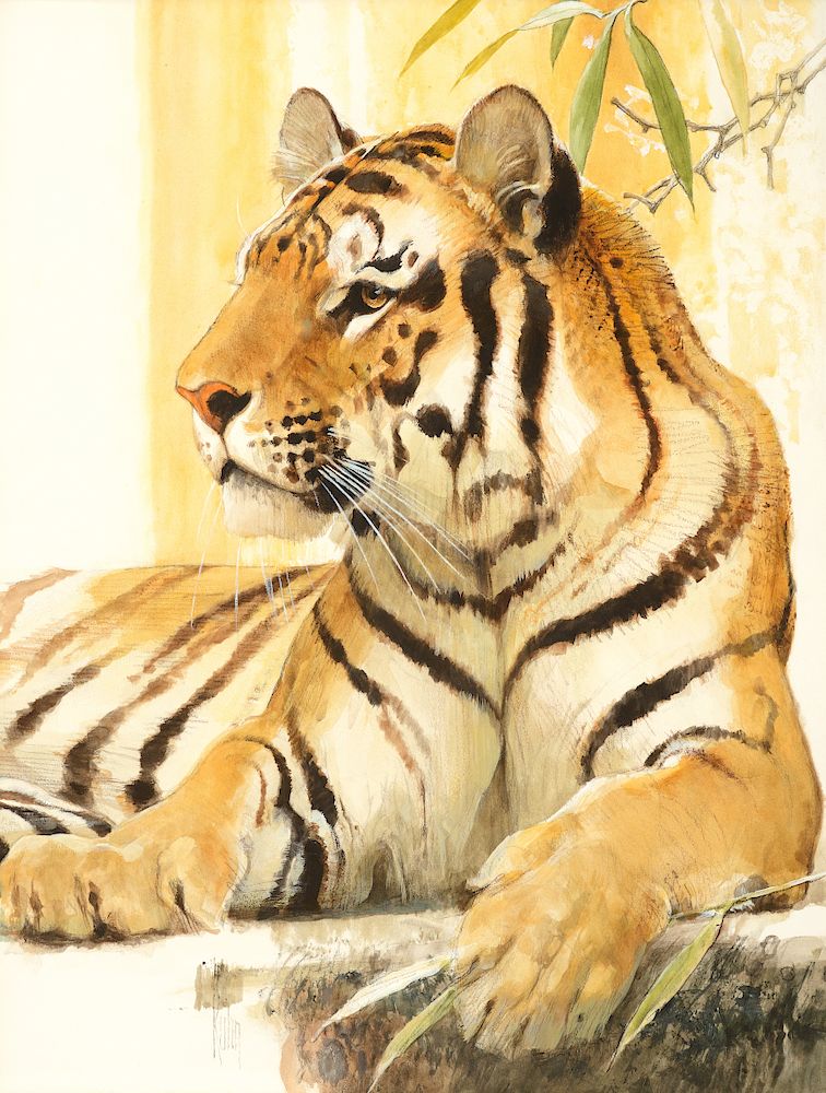 Appraisal: Bob Kuhn Tiger Exclusive on Bidsquare BOB KUHN Tiger watercolor