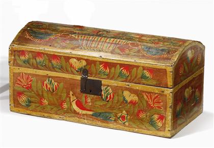 Appraisal: Dome-top painted and decorated bride's chest normandy france circa The