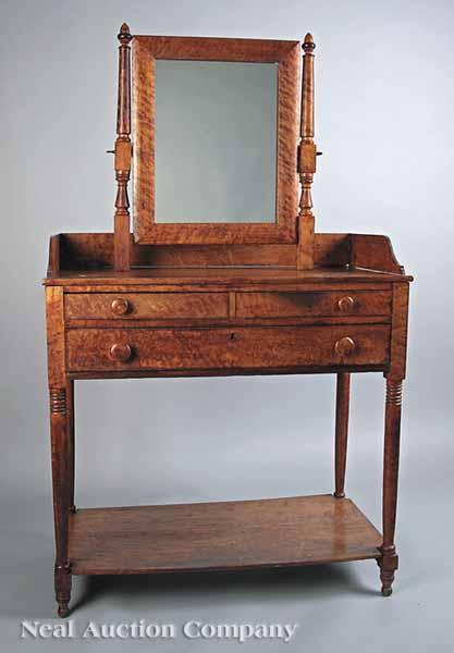 Appraisal: A Good American Classical Birdseye Maple Dressing Table c molded