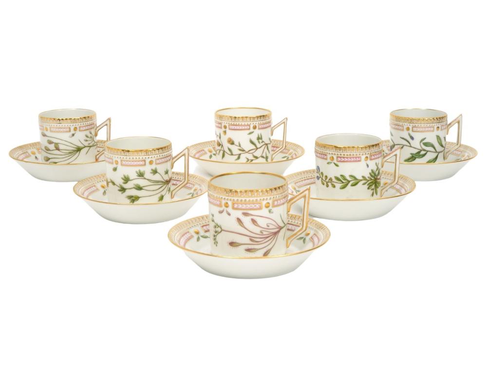 Appraisal: Flora Danica chocolate cups and saucers by Royal Copenhagen marked