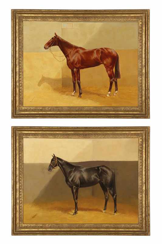 Appraisal: Two works Portraits of a Black Mare and a Red