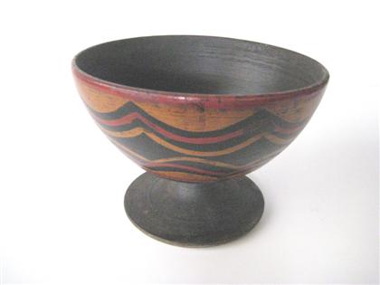 Appraisal: Turned and painted footed bowl th century Decorated with red