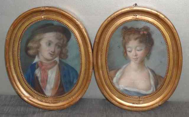 Appraisal: Pair of Pastel Portraits After Boucher Unsigned From a Stratford