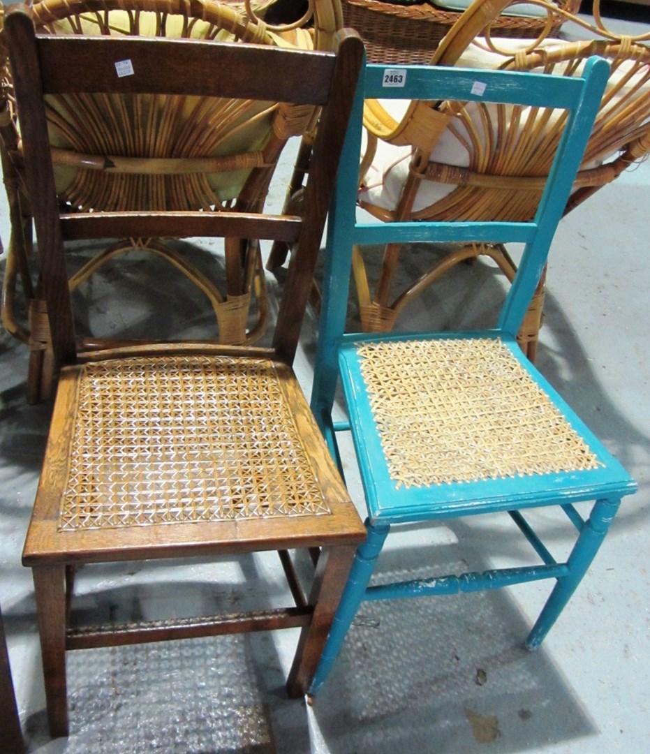 Appraisal: A blue painted chair together with another similar