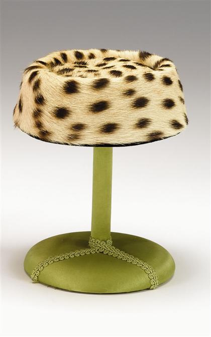 Appraisal: Irene of New York exotic fur pillbox hat s Spotted