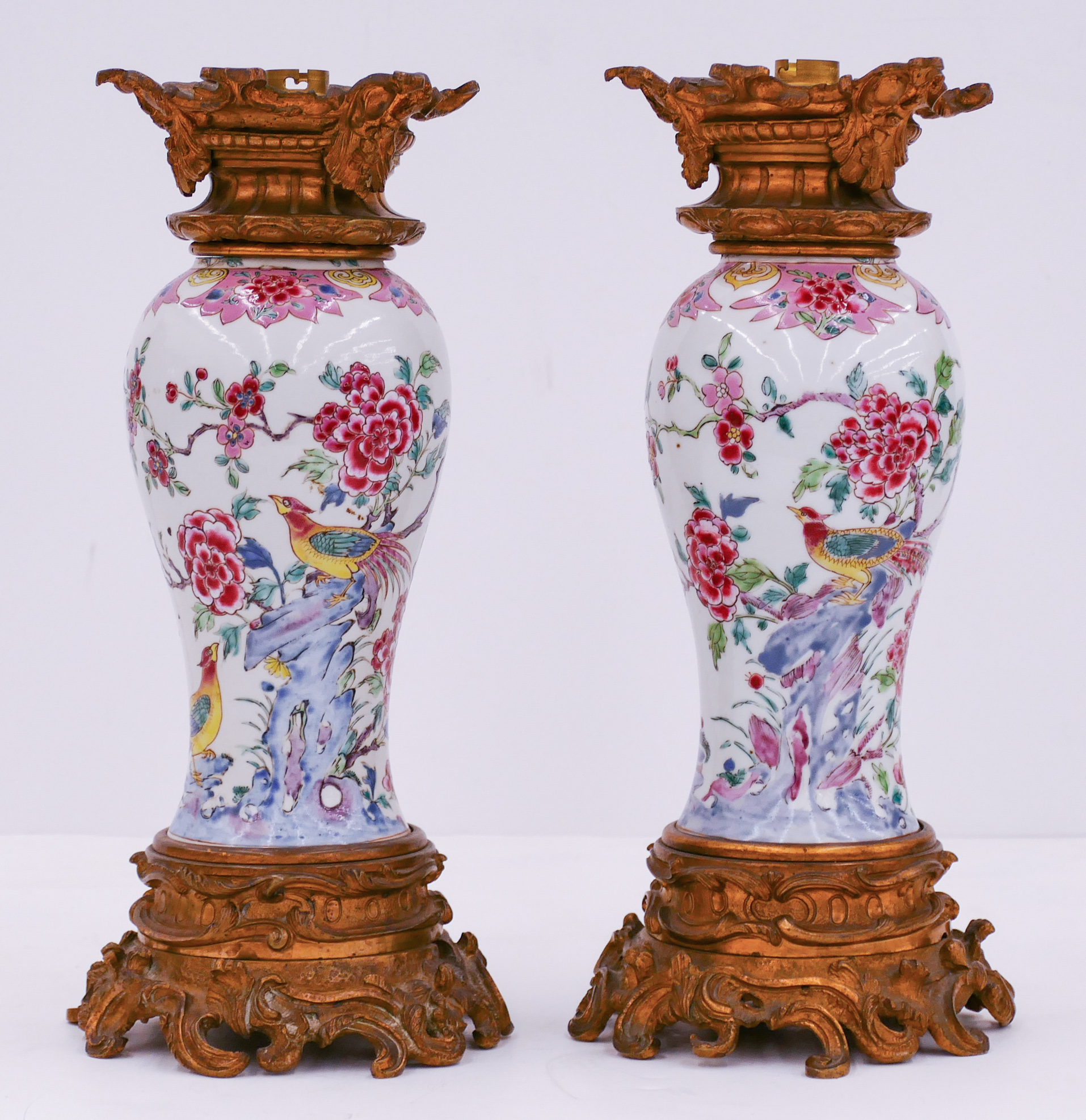 Appraisal: Pair French Ormolu Mounted Chinese Vase Lamps ''x '' Pair